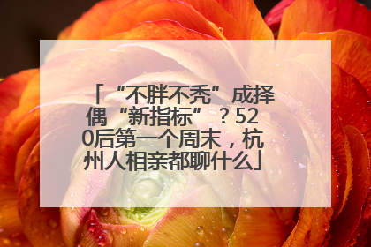 “不胖不秃”成择偶“新指标”？520后第一个周末，杭州人相亲都聊什么