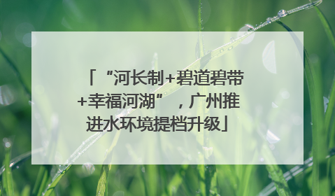 “河长制+碧道碧带+幸福河湖”，广州推进水环境提档升级