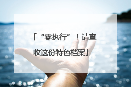“零执行”！请查收这份特色档案