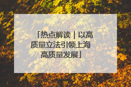 热点解读｜以高质量立法引领上海高质量发展