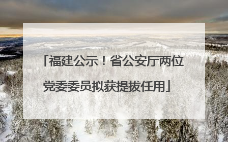 福建公示！省公安厅两位党委委员拟获提拔任用