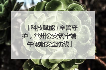 科技赋能+全警守护，常州公安筑牢端午假期安全防线