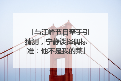 与汪峰节目牵手引猜测，宁静谈择偶标准：他不是我的菜