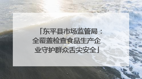 东平县市场监管局：全覆盖检查食品生产企业守护群众舌尖安全