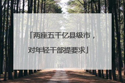 两座五千亿县级市，对年轻干部提要求