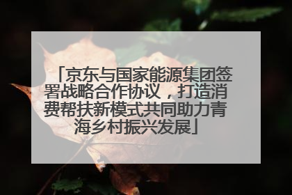 京东与国家能源集团签署战略合作协议，打造消费帮扶新模式共同助力青海乡村振兴发展