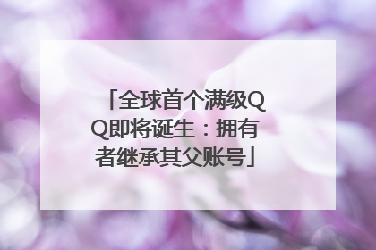 全球首个满级QQ即将诞生：拥有者继承其父账号