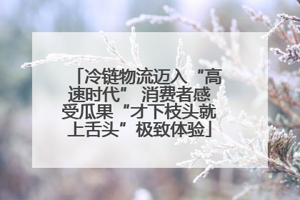 冷链物流迈入“高速时代” 消费者感受瓜果“才下枝头就上舌头”极致体验