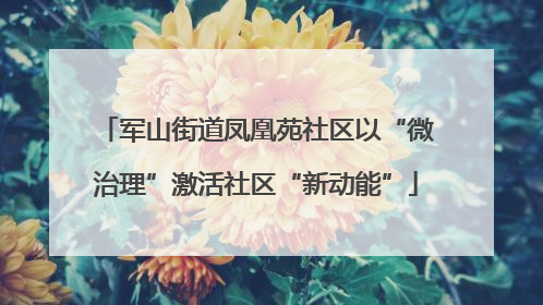 军山街道凤凰苑社区以“微治理”激活社区“新动能”
