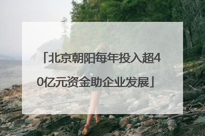 北京朝阳每年投入超40亿元资金助企业发展
