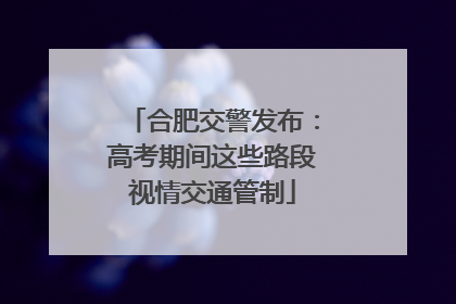 合肥交警发布：高考期间这些路段视情交通管制