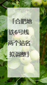 合肥地铁6号线两个站名拟调整