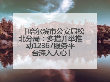 哈尔滨市公安局松北分局：多措并举推动12367服务平台深入人心