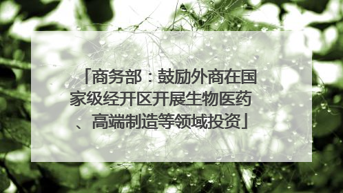 商务部：鼓励外商在国家级经开区开展生物医药、高端制造等领域投资