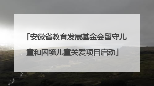 安徽省教育发展基金会留守儿童和困境儿童关爱项目启动
