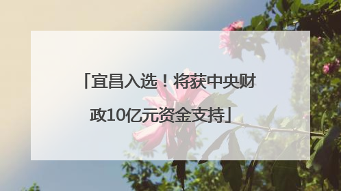 宜昌入选！将获中央财政10亿元资金支持