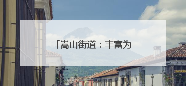 嵩山街道：丰富为民服务场景 打造“家门口”品质生活