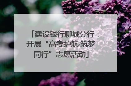 建设银行聊城分行：开展“高考护航·筑梦同行”志愿活动