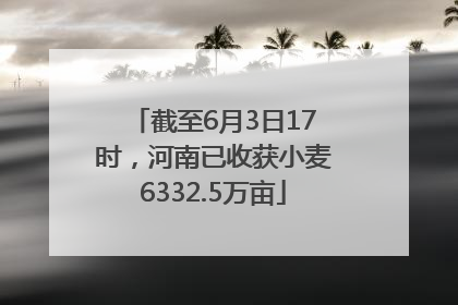 截至6月3日17时，河南已收获小麦6332.5万亩