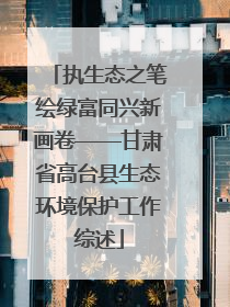 执生态之笔绘绿富同兴新画卷——甘肃省高台县生态环境保护工作综述