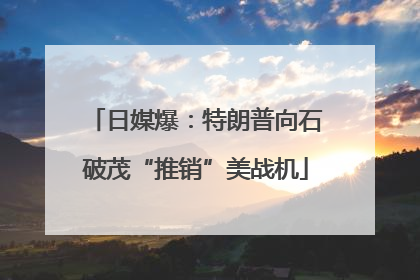 日媒爆：特朗普向石破茂“推销”美战机