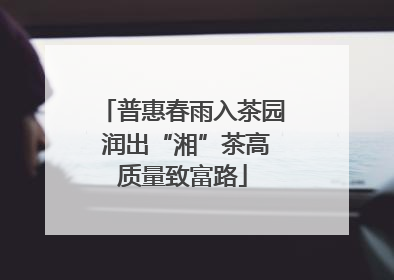 普惠春雨入茶园 润出“湘”茶高质量致富路