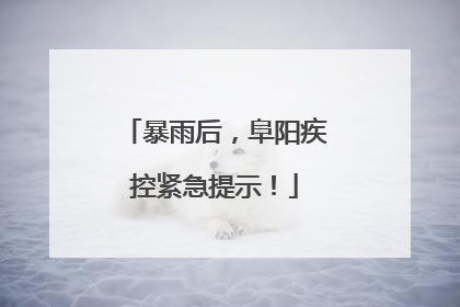 暴雨后，阜阳疾控紧急提示！