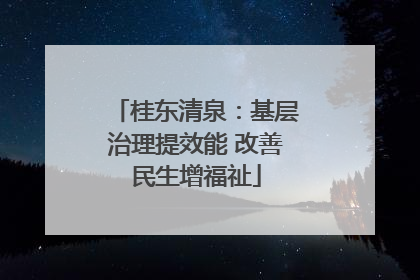 桂东清泉：基层治理提效能 改善民生增福祉