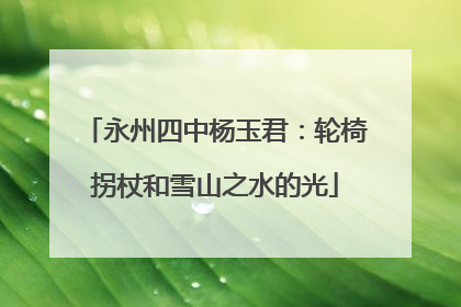 永州四中杨玉君：轮椅拐杖和雪山之水的光