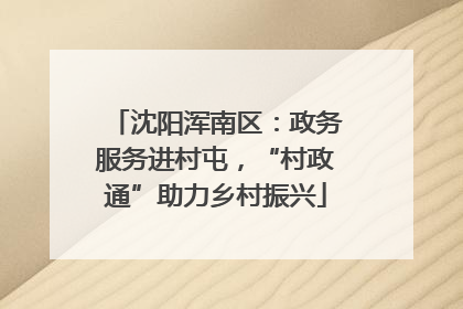 沈阳浑南区：政务服务进村屯，“村政通”助力乡村振兴