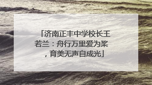 济南正丰中学校长王若兰：舟行万里爱为桨，育美无声自成光