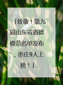 致敬！第九届山东省道德模范名单发布，枣庄9人上榜！