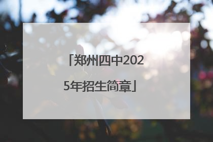 郑州四中2025年招生简章