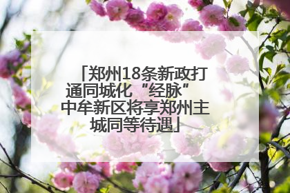 郑州18条新政打通同城化“经脉” 中牟新区将享郑州主城同等待遇