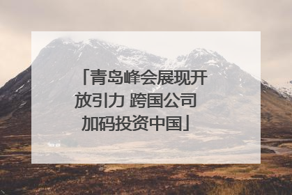青岛峰会展现开放引力 跨国公司加码投资中国