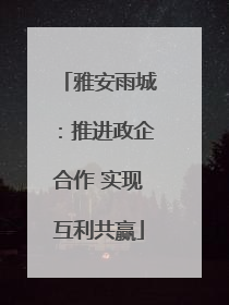 雅安雨城：推进政企合作 实现互利共赢