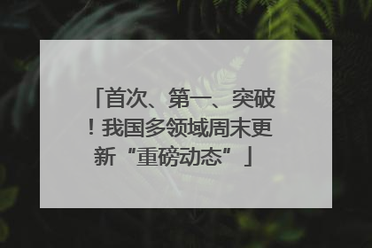 首次、第一、突破！我国多领域周末更新“重磅动态”