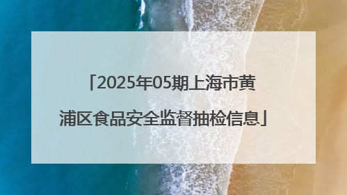 2025年05期上海市黄浦区食品安全监督抽检信息